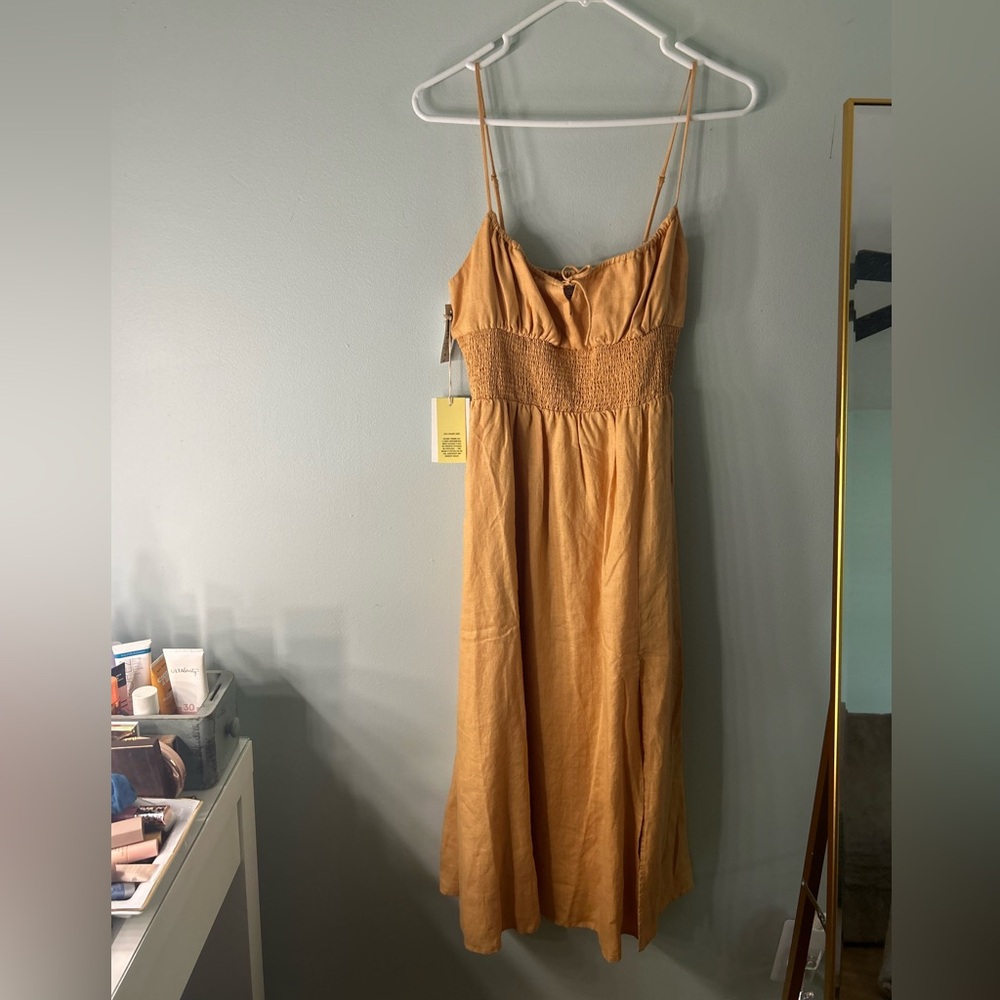 Aritzia Apricot Peach Midi dress